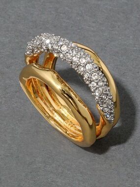 ALEXIS BITTAR Solanales Crystal Orbiting Ring Size 7 Gold Clear Crystal MY06